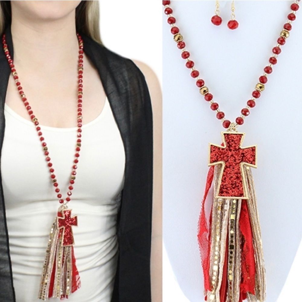Red Crosstasselnecklace